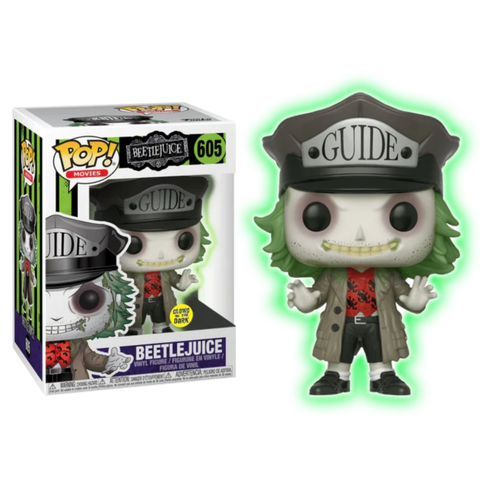FUNKO POP! MOVIES BEETLEJUICE: GLOW BEETLEJUICE W/ GUIDE HAT #605 (GO! EXCLUSIVE STICKER)