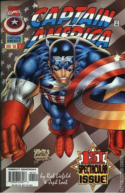 MARVEL COMICS CAPTAIN AMERICA VOL. 2 ISSUE #1 (ROB LIEFELD VARIANT) (1ST APPEARANCE OF RIKKI BARNES) (NOV 1996) (🔑 KEY ISSUE) (📌 CONDITION 8.0)