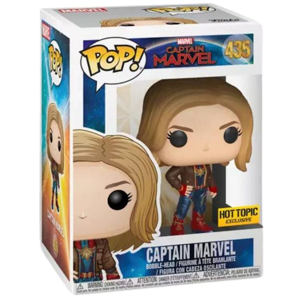 FUNKO POP! MARVEL CAPTAIN MARVEL W/ JACKET #435 (HOT TOPIC EXCLUSIVE STICKER) (📌CONDITION 8.5/9.0)