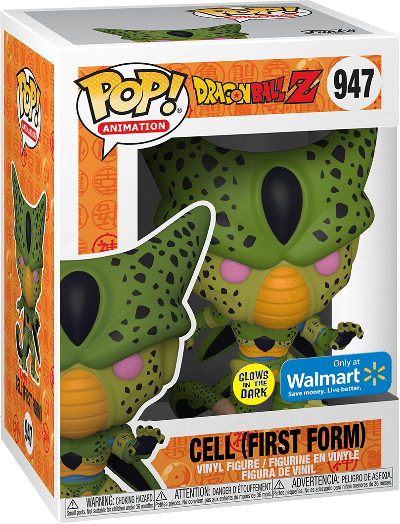 FUNKO POP! ANIMATION DRAGON BALL Z: GLOW CELL (FIRST FORM) #947 (WALMART EXCLUSIVE STICKER) (📌CONDITION 9.5)