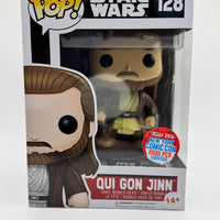 FUNKO POP! STAR WARS QUI GON JINN #128 (LE 2,000) (2016 NYCC EXCLUSIVE STICKER) (📌CONDITION 8.5/9.0)