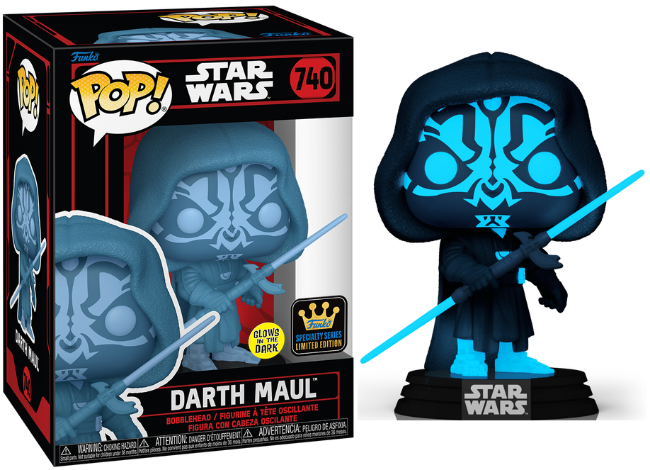 FUNKO POP! STAR WARS THE PHANTOM MENACE: GLOW DARTH MAUL (HOLOGRAM) #740 (FUNKO SPECIALTY SERIES STICKER) (📌CONDITION 9.5)