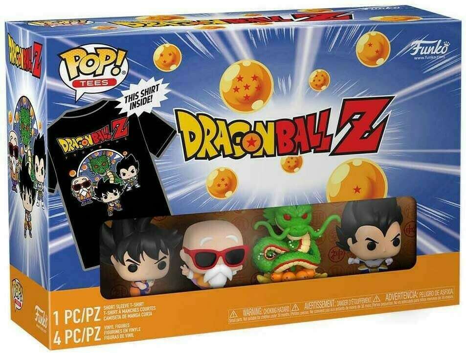 FUNKO POCKET POP! & TEE ANIMATION DRAGON BALL Z: GOKU / MASTER ROSHI / SHENRON / VEGETA (GROUP UP DRAGONBALL Z) (4-PACK POCKET POP & TEE COMBO) (SIZE 2XL) (📌CONDITION 9.5)