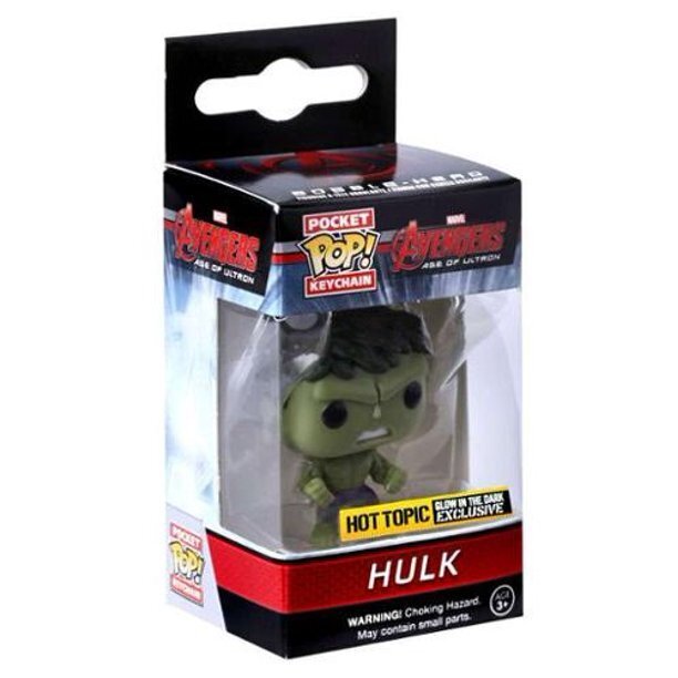 FUNKO POP! POCKET KEYCHAIN MARVEL AVENGERS AGE OF ULTRON: (GLOW) HULK (HOT TOPIC EXCLUSIVE STICKER)