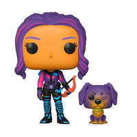 KATE BISHOP WITH LUCKY THE PIZZA DOG #1212 (BLACKLIGHT) (TARGET EXCLUSIVE STICKER) FUNKO POP