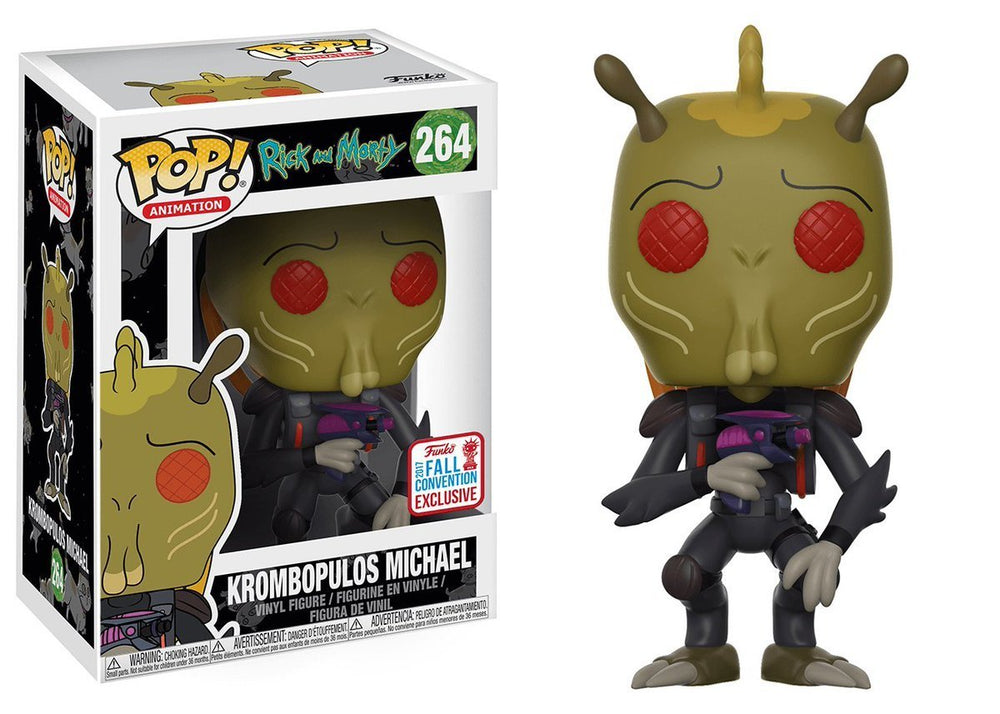 FUNKO POP! ANIMATION RICK AND MORTY: KROMBOPULOS MICHAEL #264 (2017 FALL CONVENTION STICKER) (📌CONDITION 7.5)