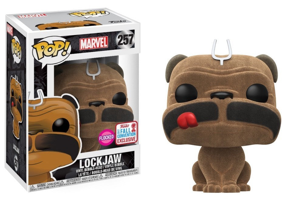 FUNKO POP! MARVEL INHUMANS: FLOCKED LOCKJAW #257 (2017 FALL CONVENTION STICKER) (📌 CONDITION 9.0/9.5)