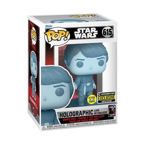 FUNKO POP! STAR WARS HOLOGRAPHIC LUKE SKYWALKER #615 (GLOW) (ENTERTAINMENT EARTH EXCLUSIVE STICKER)