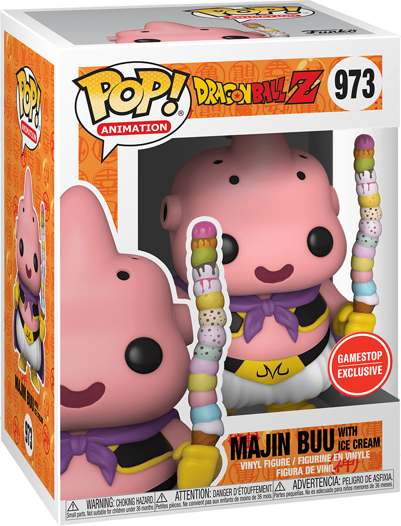 FUNKO POP! ANIMATION DRAGON BALL Z: MAJIN BUU W/ ICE CREAM #973 (GAMESTOP EXCLUSIVE STICKER) (📌CONDITION 9.5)