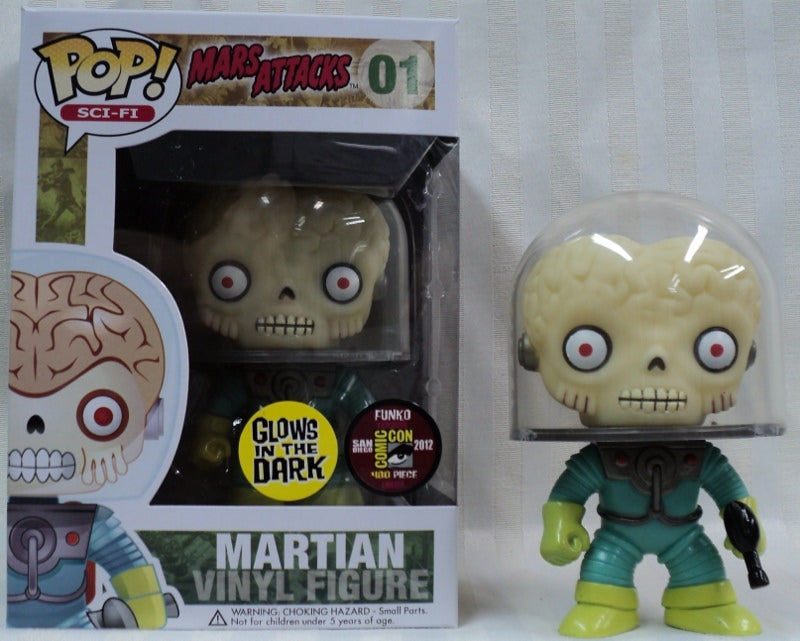 FUNKO POP! SCI-FI MOVIES MARS ATTACKS: GLOW MARTIAN #01 (LE 480) (2012 SDCC EXCLUSIVE STICKER) (📌 CONDITION 9.0)