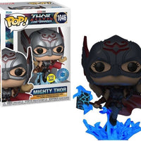 FUNKO POP! MARVEL THOR LOVE AND THUNDER: MIGHTY THOR #1046 (GLOW) (ACTION POSE) (PIAB EXCLUSIVE STICKER)