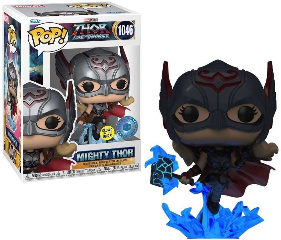 FUNKO POP! MARVEL THOR LOVE AND THUNDER: MIGHTY THOR #1046 (GLOW) (ACTION POSE) (PIAB EXCLUSIVE STICKER)