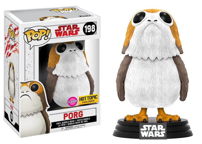 FUNKO POP! STAR WARS FLOCKED PORG #198 (HOT TOPIC EXCLUSIVE STICKER) (📌 CONDITION 8.5/9.0)