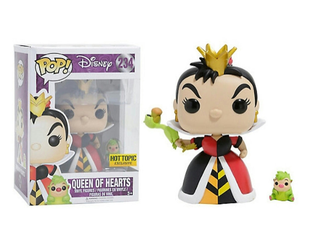 FUNKO POP! DISNEY QUEEN OF HEARTS W/ HEDGEHOG #234 (HOT TOPIC EXCLUSIVE STICKER) (📌CONDITION 9.5)