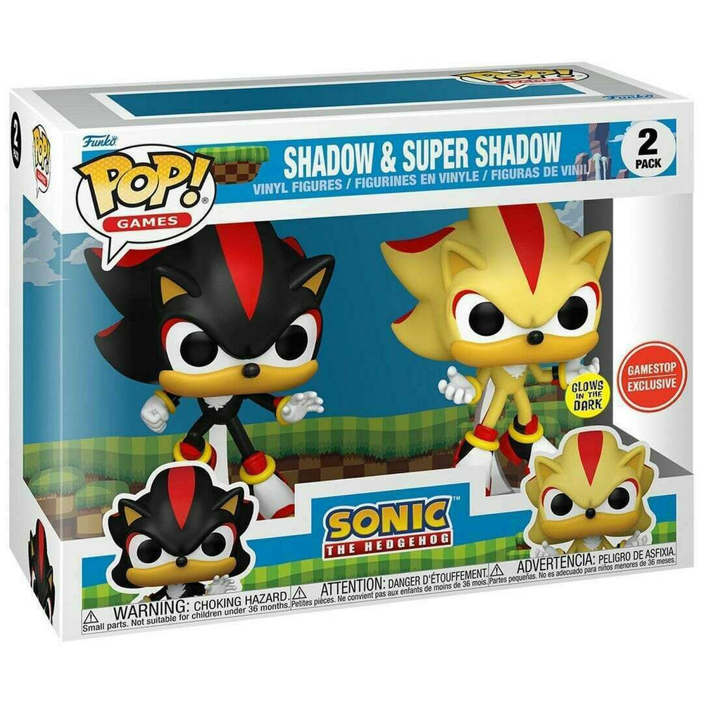 FUNKO POP! GAMES SONIC THE HEDGEHOG: GLOW SHADOW & SUPER SHADOW (2-PACK) (GAMESTOP EXCLUSIVE STICKER) (📌CONDITION 9.5)
