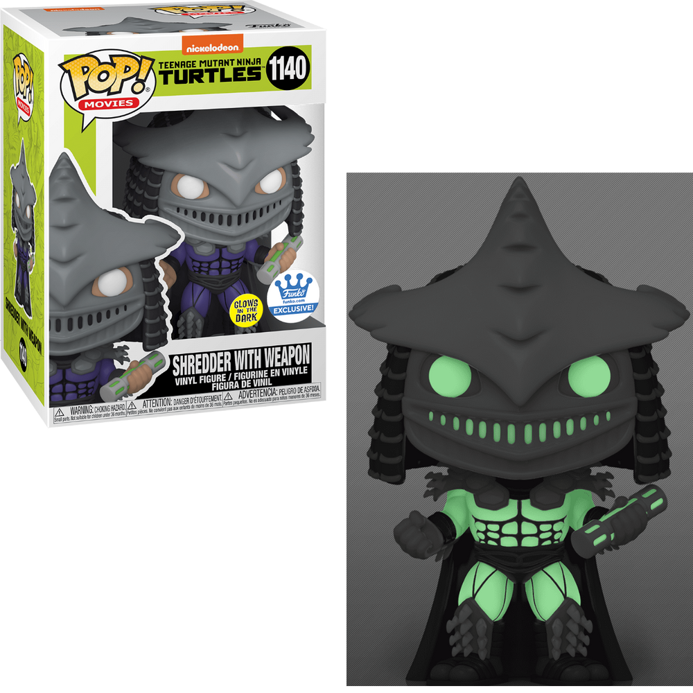 SHREDDER WITH WEAPON #1140 (GLOW) (FUNKO-SHOP EXCLUSIVE STICKER) (TMNT) (TEENAGE MUTANT NINJA TURTLES) FUNKO POP