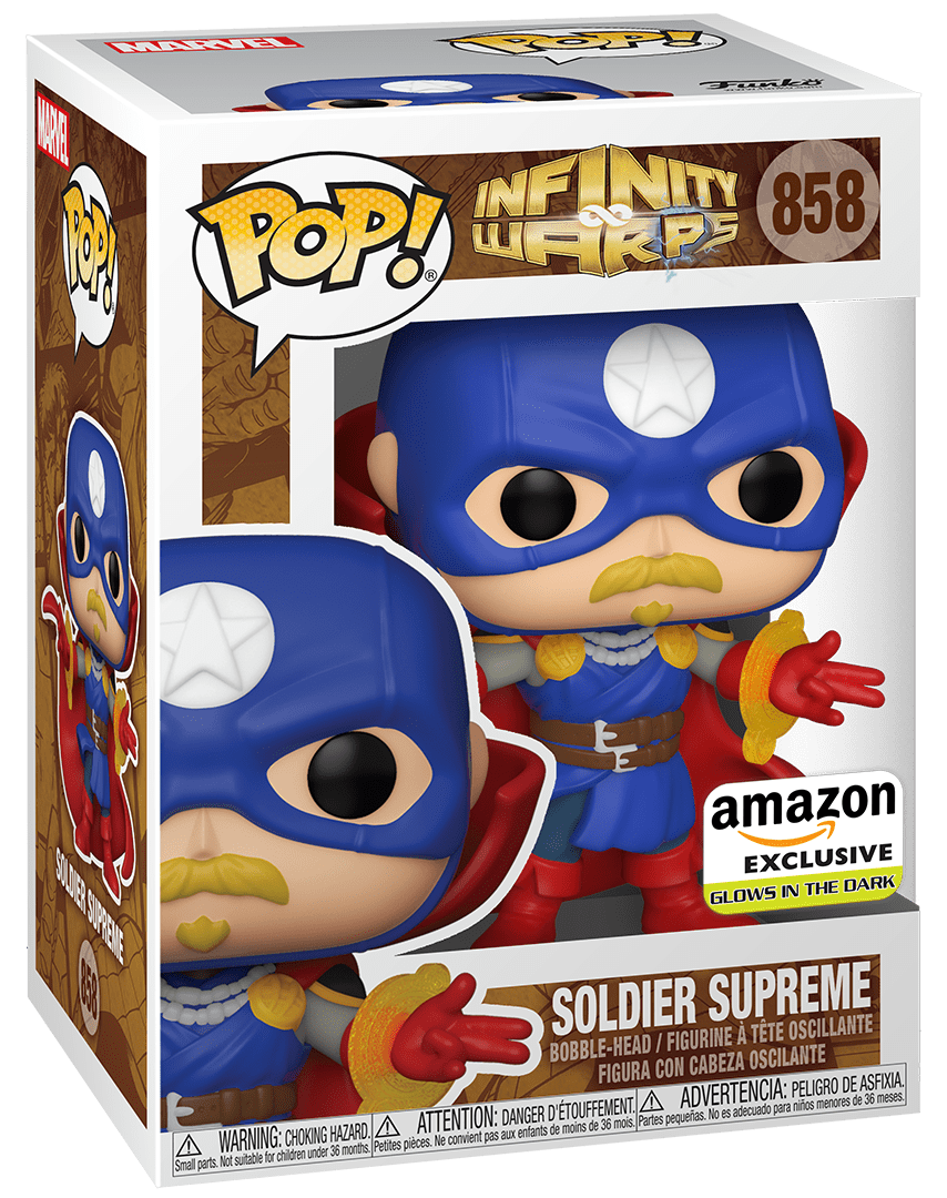 FUNKO POP! MARVEL INFINITY WARPS: GLOW SOLDIER SUPREME #858 (AMAZON EXCLUSIVE) (📌 CONDITION 8.5/9.0)