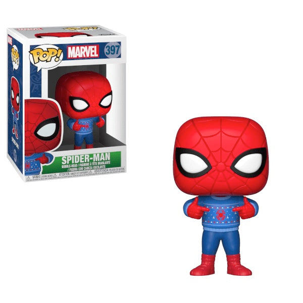 FUNKO POP! MARVEL SPIDER-MAN W/ UGLY SWEATER #397 (📌CONDITION 9.5)