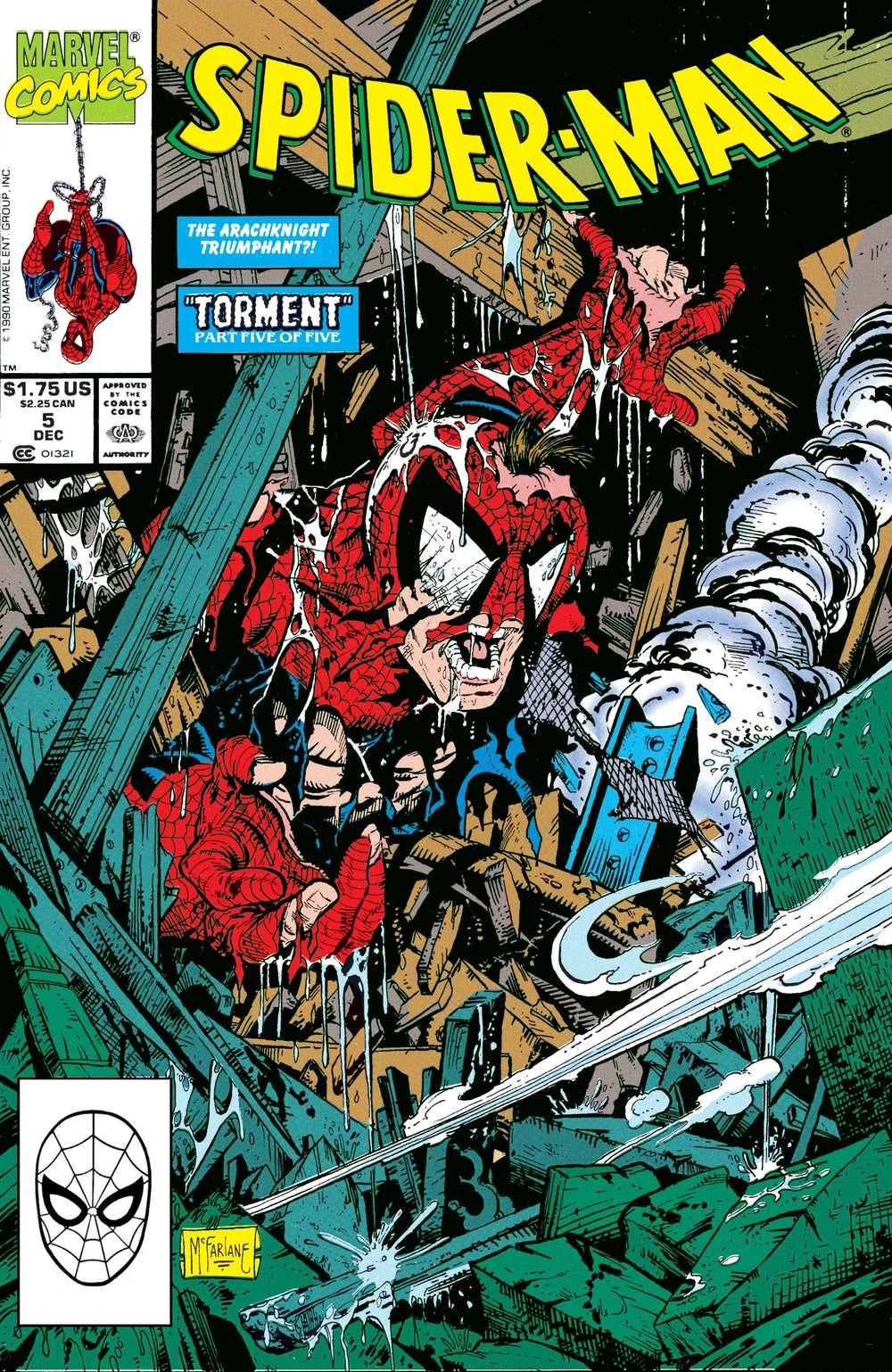 MARVEL COMICS SPIDER-MAN VOL. 1 ISSUE #5 (NEWSSTAND EDITION) (DEC 1990) (📌 CONDITION 6.5/7.0)