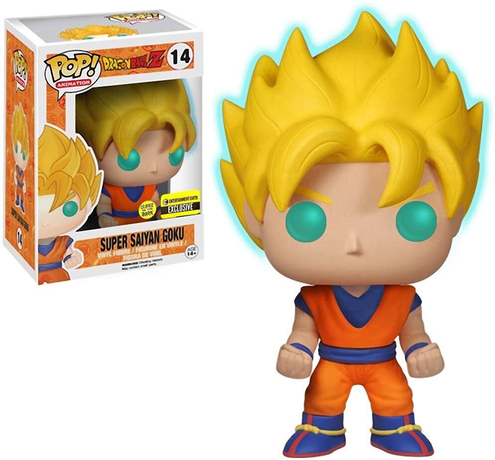 FUNKO POP! ANIMATION DRAGON BALL Z: GLOW SUPER SAIYAN GOKU #14 (ENTERTAINMENT EARTH EXCLUSIVE STICKER) (📌CONDITION 9.5)