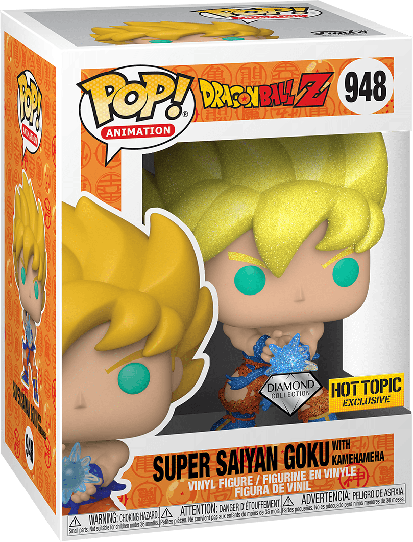 FUNKO POP! ANIMATION DRAGON BALL Z: SUPER SAIYAN GOKU WITH KAMEHAMEHA #948 (DIAMOND) (HOT TOPIC EXCLUSIVE STICKER) (📌CONDITION 9.0/9.5)