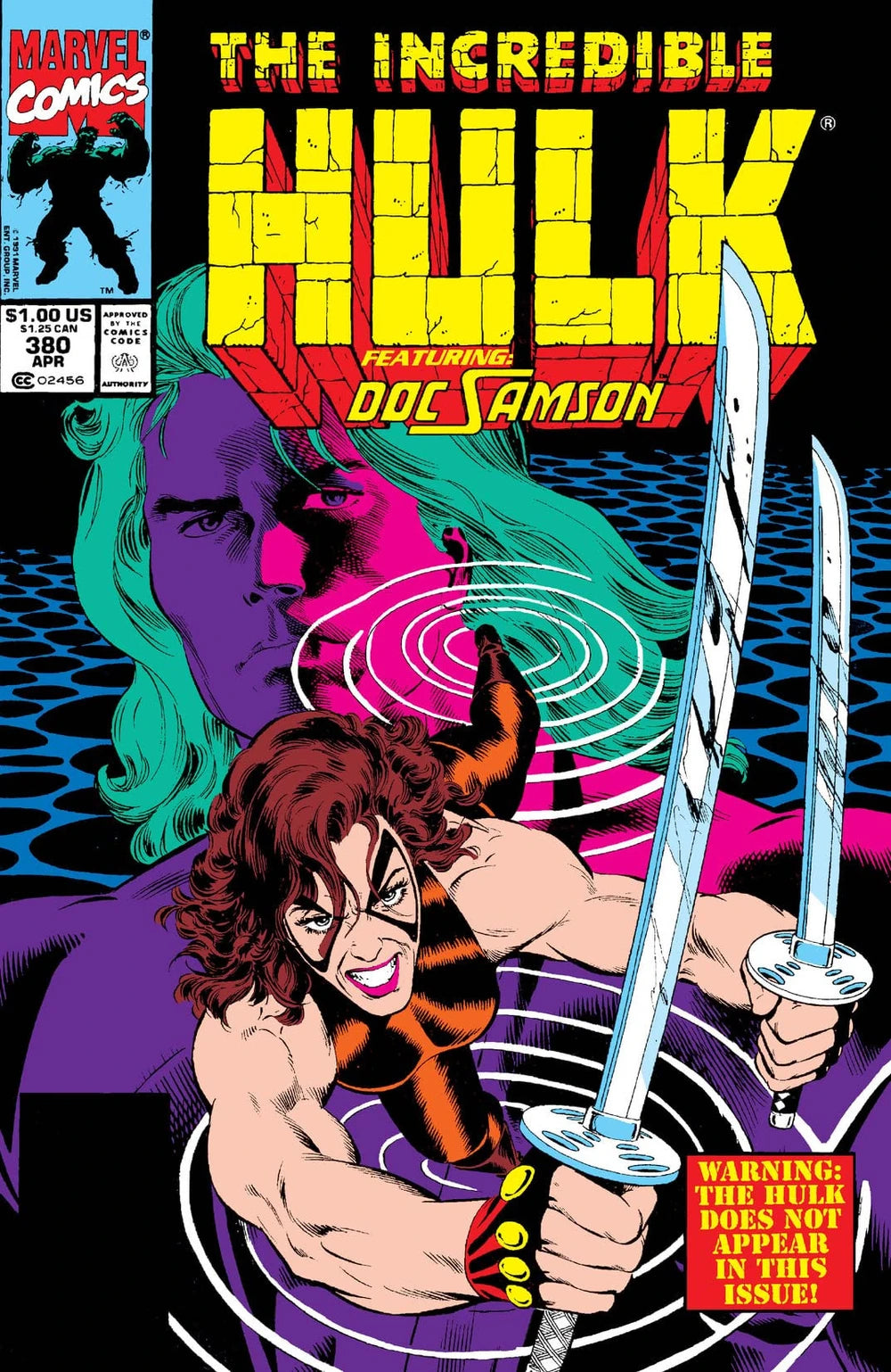MARVEL COMICS THE INCREDIBLE HULK VOL. 2 ISSUE #380 (FEATURING DOC SAMSON) (DIRECT EDITION) (APR 1991) (📌 CONDITION 8.5/9.0)