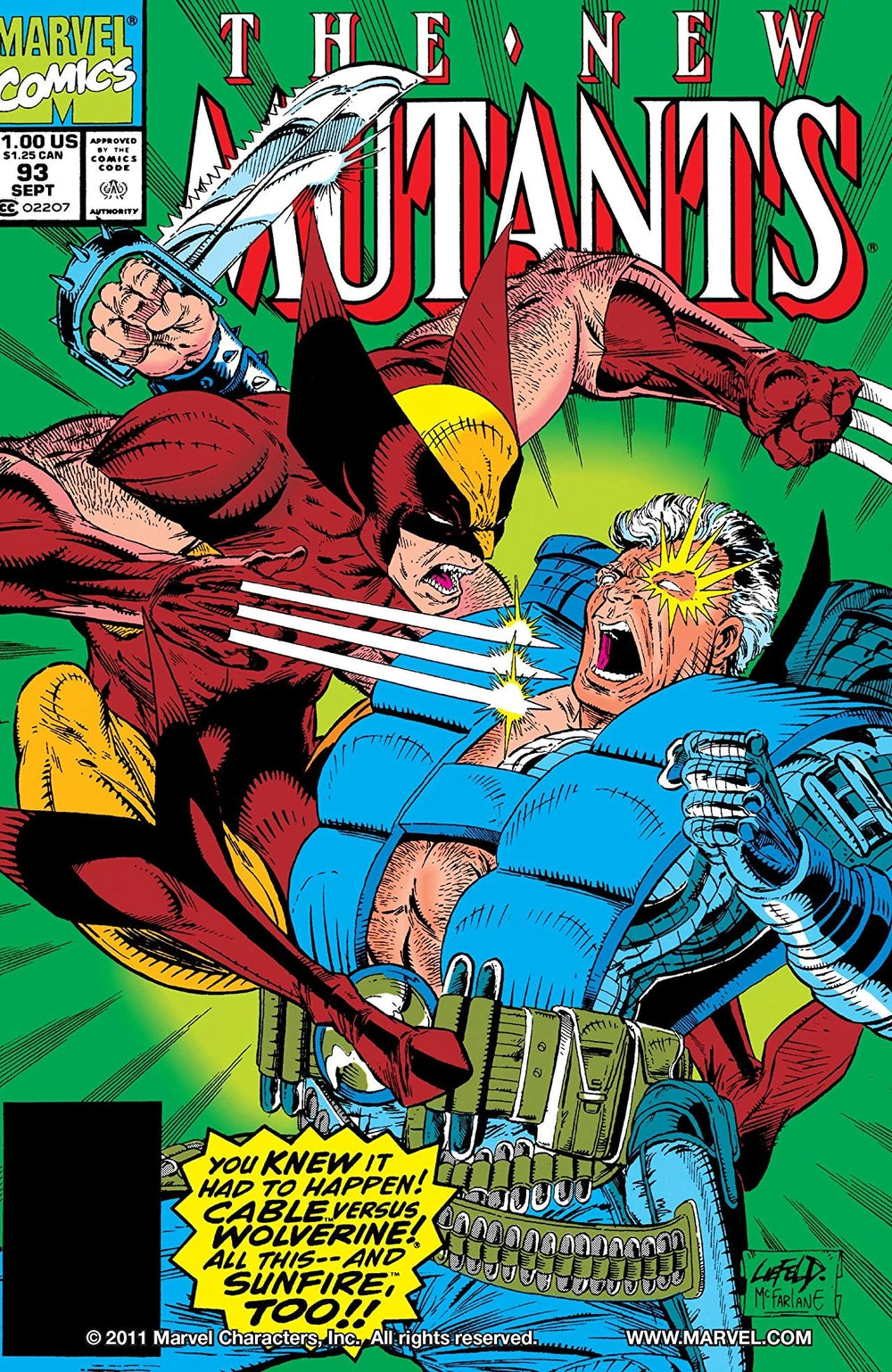 MARVEL COMICS THE NEW MUTANTS VOL. 1 ISSUE #93 (WOLVERINE & CABLE COVER) (1ST APPEARANCE OF KAMIKAZE) (DIRECT EDITION) (SEPT 1990) (📌 CONDITION 7.5)