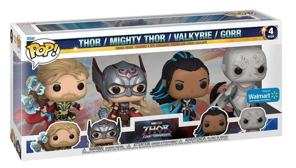 THOR / MIGHTY THOR / VALKYRIE / GORR (4-PACK) (WALMART EXCLUSIVE STICKER) (LOVE AND THUNDER) FUNKO POP
