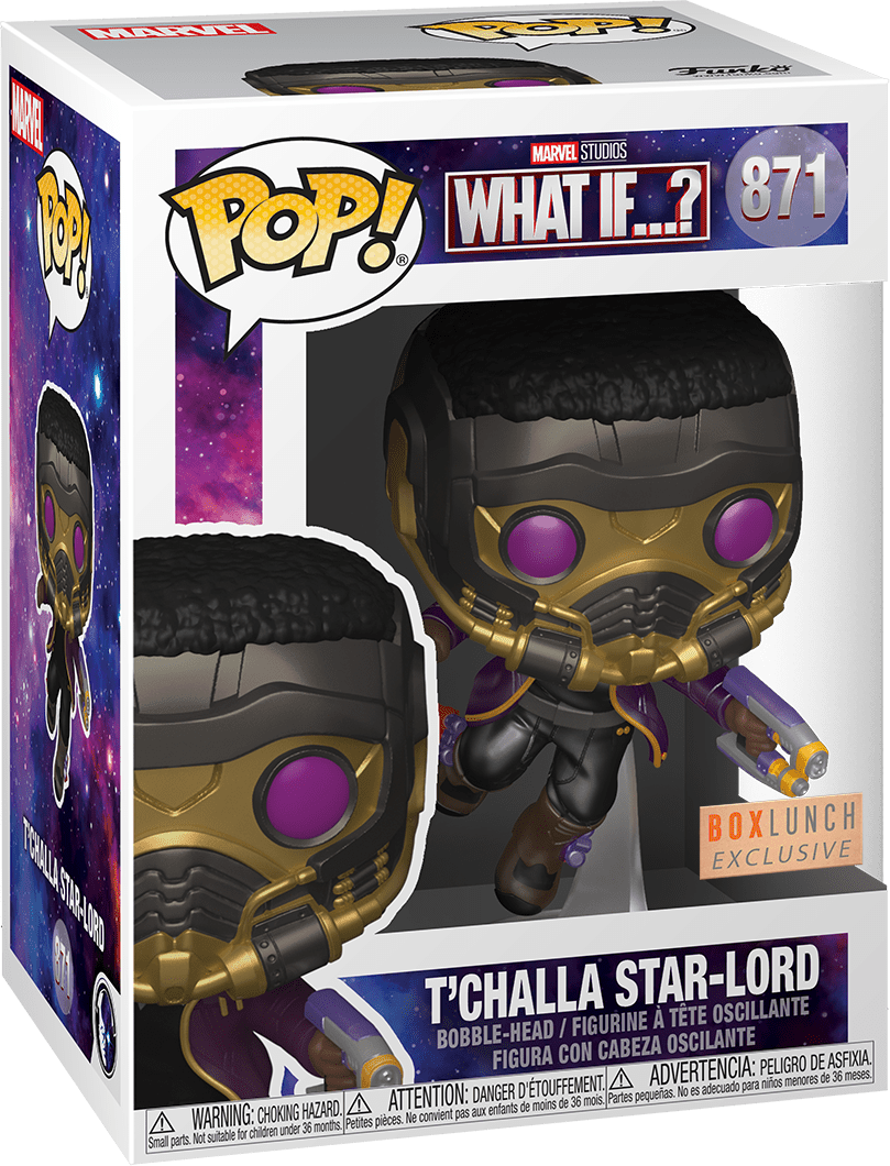 FUNKO POP! MARVEL WHAT IF...?: T'CHALLA STAR-LORD #871 (BOXLUNCH EXCLUSIVE STICKER) (📌CONDITION 9.5)