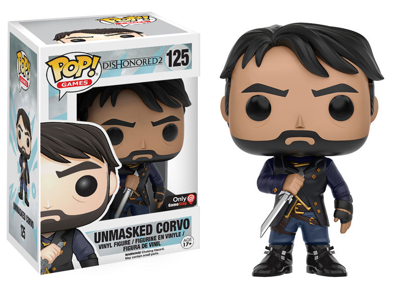 FUNKO POP! GAMES DISHONORED 2: UNMASKED CORVO #125 (GAMESTOP EXCLUSIVE STICKER) (📌CONDITION 8.5/9.0)
