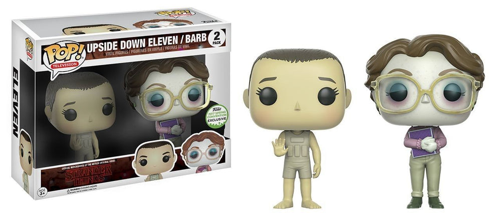 FUNKO POP! TELEVISION STRANGER THINGS: UPSIDE DOWN ELEVEN & BARB (2-PACK) (2017 SPRING CONVENTION STICKER) (📌 CONDITION 9.0/9.5)