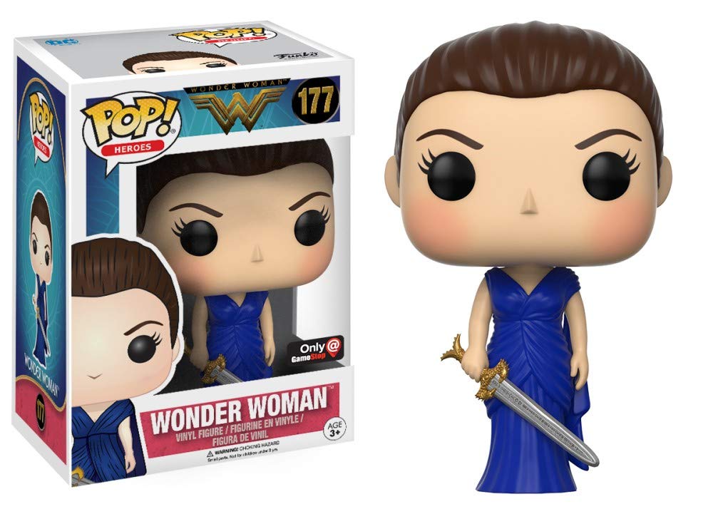 FUNKO POP! DC HEROES WONDER WOMAN IN BLUE DRESS #177 (GAMESTOP EXCLUSIVE STICKER) (📌 CONDITION 9.5)