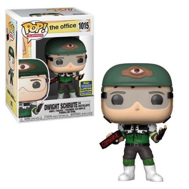 FUNKO POP! TELEVISION THE OFFICE: DWIGHT SCHRUTE AS RECYCLOPS #1015 (HELMET) (2020 SUMMER CONVENTION STICKER)