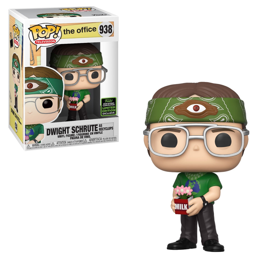 FUNKO POP! TELEVISION THE OFFICE: DWIGHT SCHRUTE AS RECYCLOPS #938 (2020 SPRING CONVENTION STICKER)