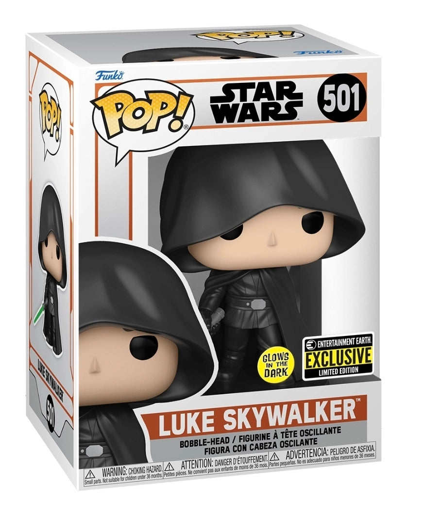 FUNKO POP! STAR WARS THE MANDALORIAN: LUKE SKYWALKER #501 (GLOW) (ENTERTAINMENT EARTH EXCLUSIVE STICKER)