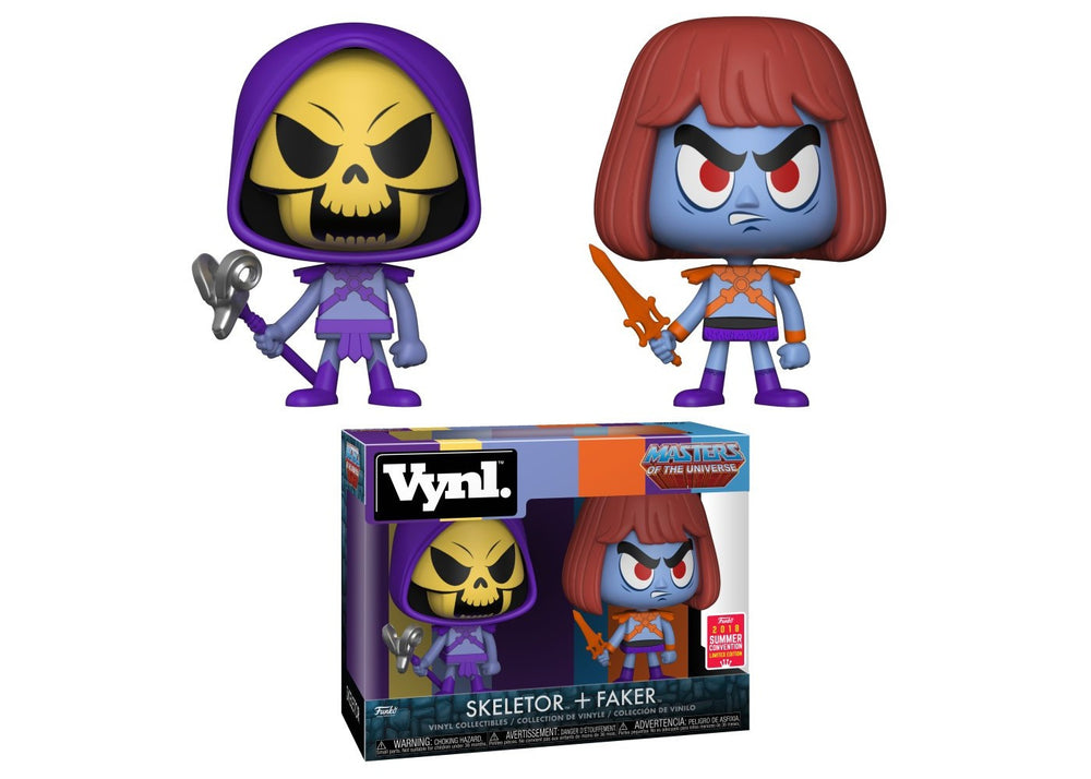 SKELETOR AND FAKER (2-PACK) (MOTU) (2018 SUMMER CONVENTION STICKER) FUNKO VYNL