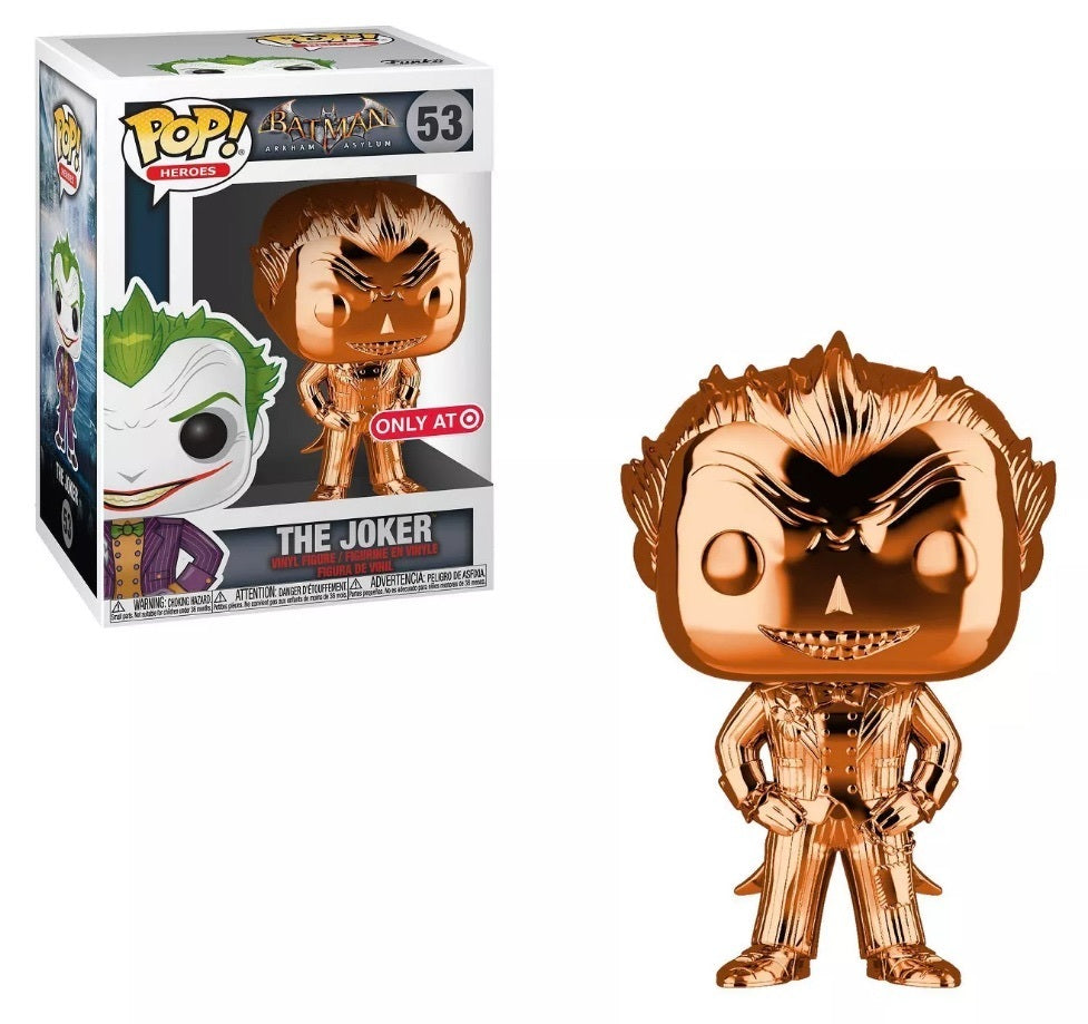FUNKO POP! DC HEROES BATMAN ARKHAM ASYLUM: THE JOKER (ORANGE CHROME) #53 (TARGET EXCLUSIVE STICKER)