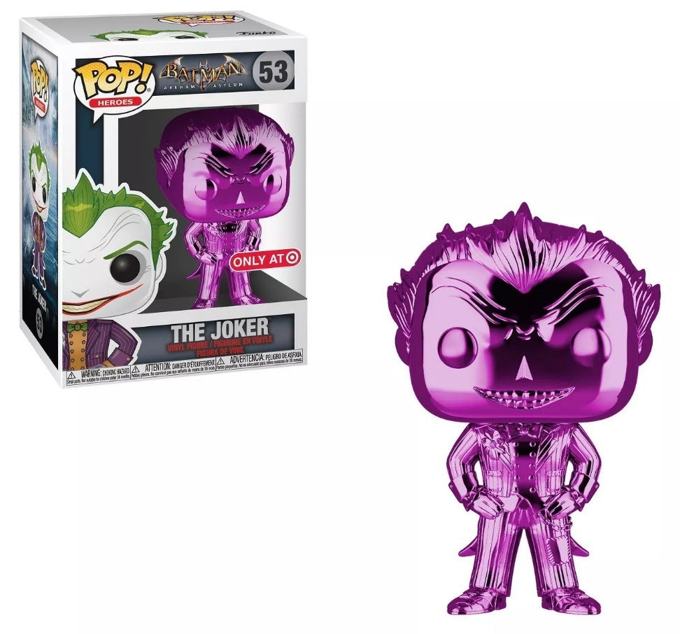 FUNKO POP! DC HEROES BATMAN ARKHAM ASYLUM: THE JOKER (PURPLE CHROME) #53 (TARGET EXCLUSIVE STICKER)
